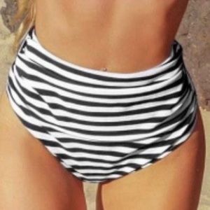 Striped high waisted swim suit bottoms
